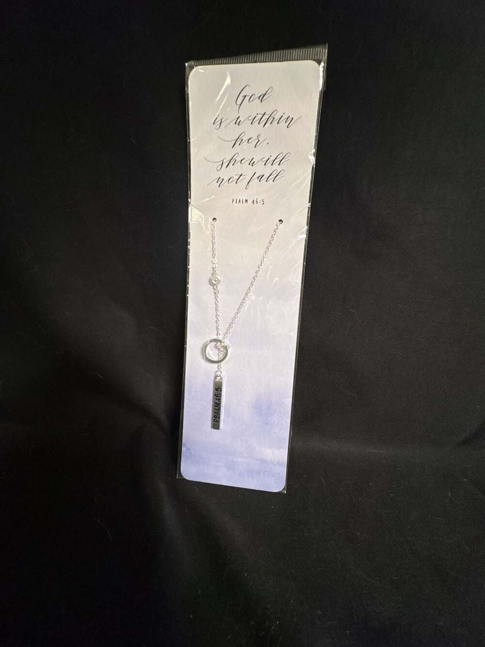 God is Within Her Psalm 46:5 Silver-Tone Lariat Necklace
